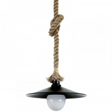 Φωτιστικό Κρεμαστό E27 230V Σχοινί με Μαύρο καπέλο 4382-BL